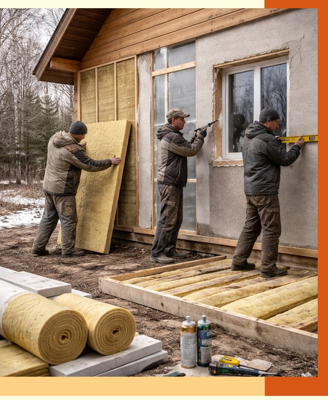 Утепление дачного дома в Назрани от 4879 руб/м2 — недорого | ТепломастерНзр