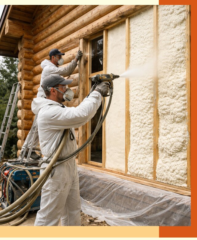 Утепление деревянного дома ППУ в Назрани от 4314 руб/м2 | ТепломастерНзр — под ключ