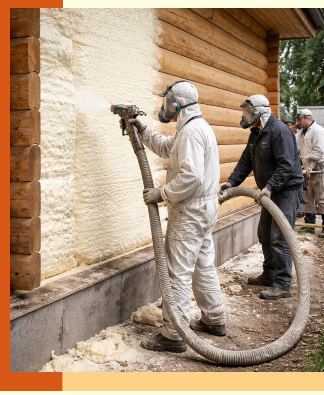 Утепление дома из бруса пенополиуретаном в Назрани