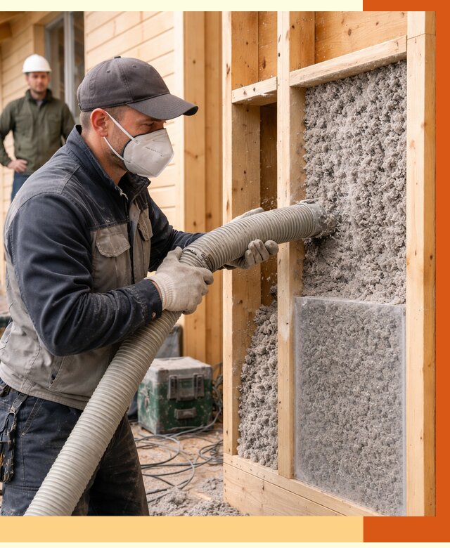 Утепление дома из бруса эковатой в Назрани от 1900 руб/м2 | ТепломастерНзр