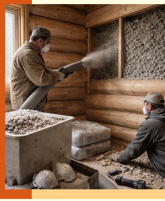 Утепление дома из бруса эковатой в Назрани