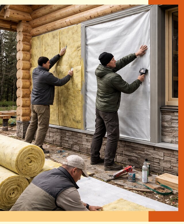 Утепление бревенчатого дома в Назрани от 7858 руб/м2 — заказать под ключ | ТепломастерНзр