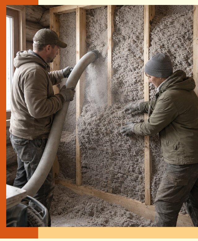 Утепление бревенчатого дома эковатой в Назрани