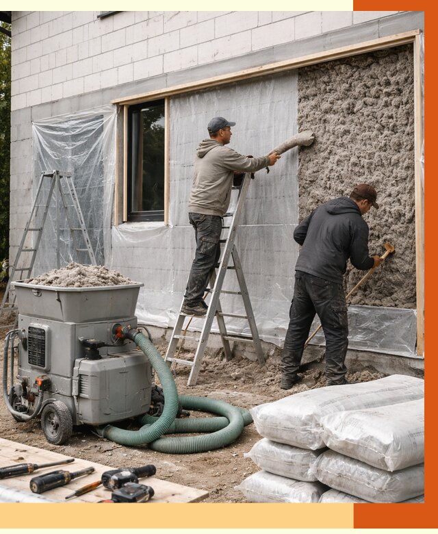 Утепление дома из газобетона эковатой в Назрани от 4622 руб./м2 | ТепломастерНзр