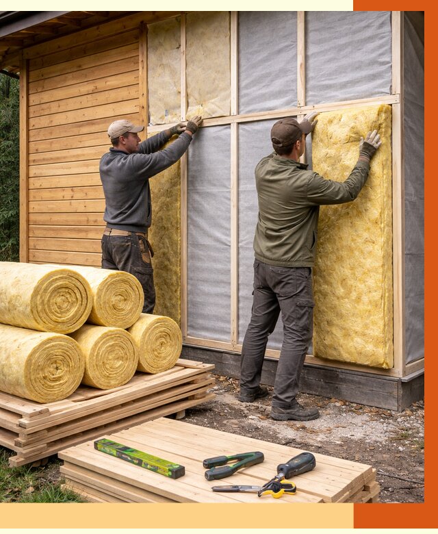 Утепление бани снаружи в Назрани от 87312 руб. под ключ | ТепломастерНзр