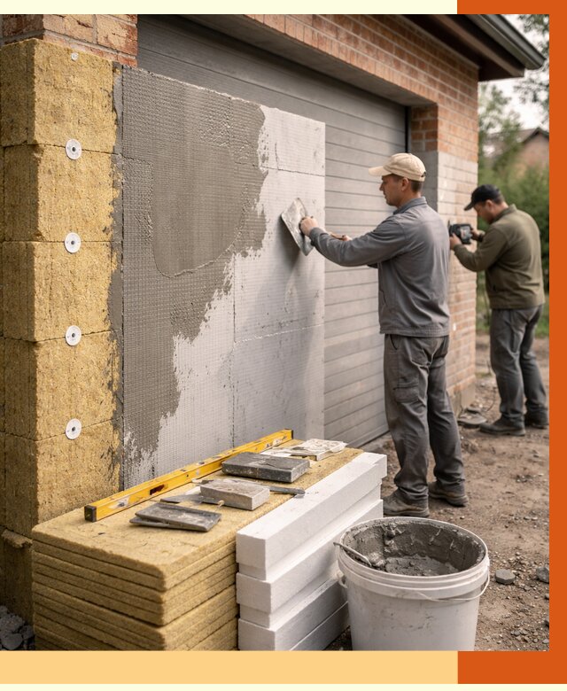 Утепление гаража снаружи в Назрани от 4314 руб. за м2 — наружное утепление под ключ | ТепломастерНзр