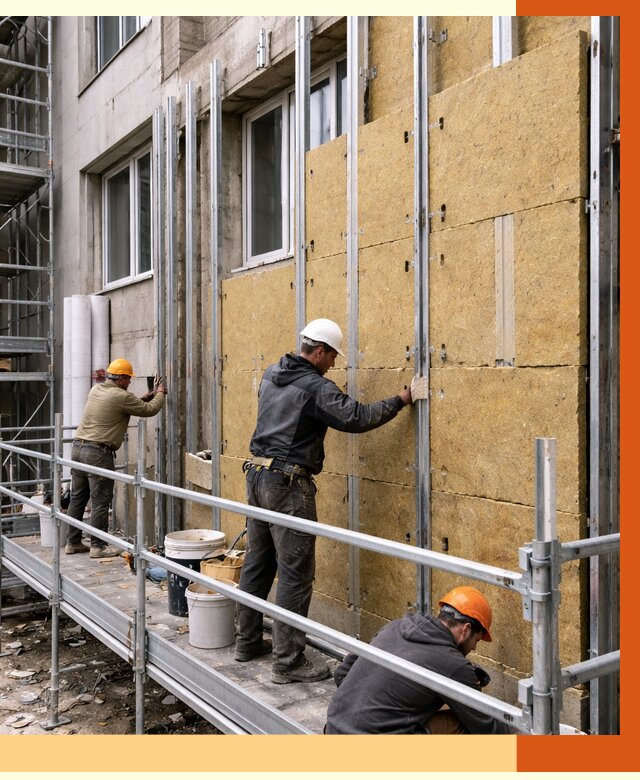 Утепление вентилируемого фасада в Назрани от 5752 руб/м2 — монтаж и утепление вентфасад | ТепломастерНзр