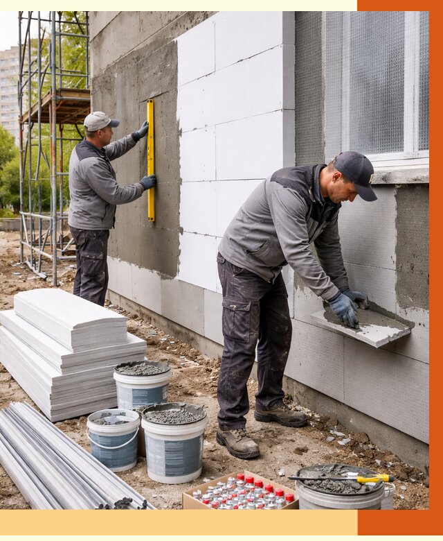 Утепление фасада и стен снаружи в Назрани от 4314 руб. | ТепломастерНзр