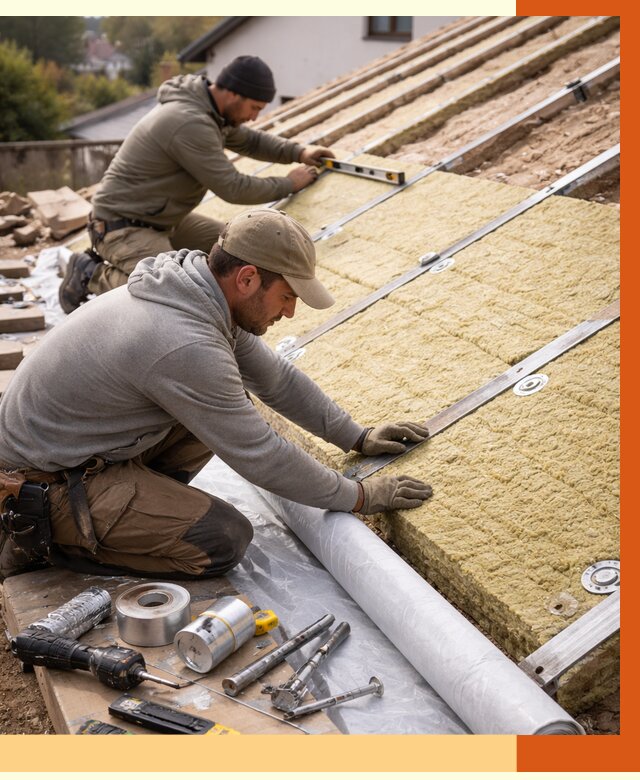 Утепление крыши снаружи в Назрани под ключ от 1233 руб./м2 | ТепломастерНзр