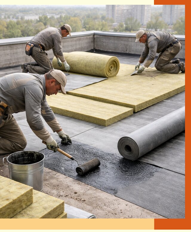 Утепление плоской крыши в Назрани от 7396 руб./м2 под ключ | ТепломастерНзр