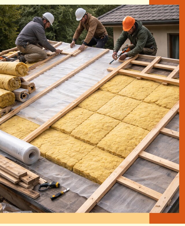 Утепление скатной крыши в Назрани от 1284 руб./м2 под ключ | ТепломастерНзр