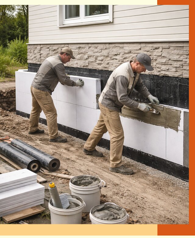 Утепление фундамента снаружи в Назрани от 4314 руб. за м² | ТепломастерНзр