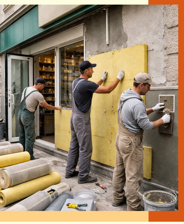 Утепление магазина в Назрани от 4622 руб/м2 — цена, стены и снаружи | ТепломастерНзр