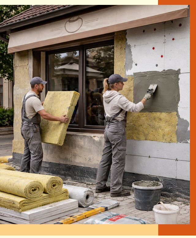 Утепление кафе в Назрани от 4314 руб/м2 — комплексно под ключ | ТепломастерНзр