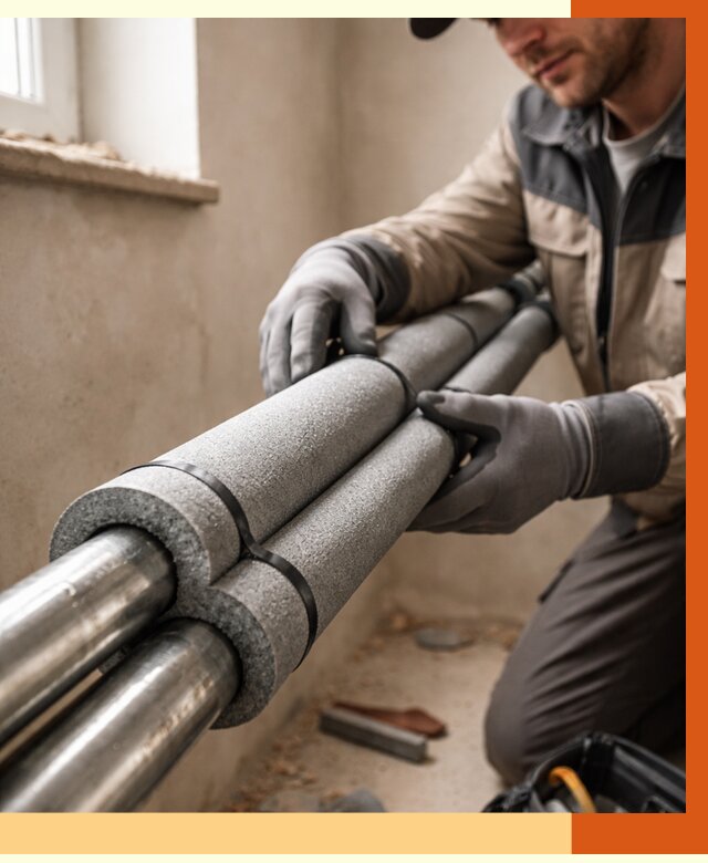 Утепление труб отопления в Назрани от 2928 руб. за м² — услуги под ключ | ТепломастерНзр