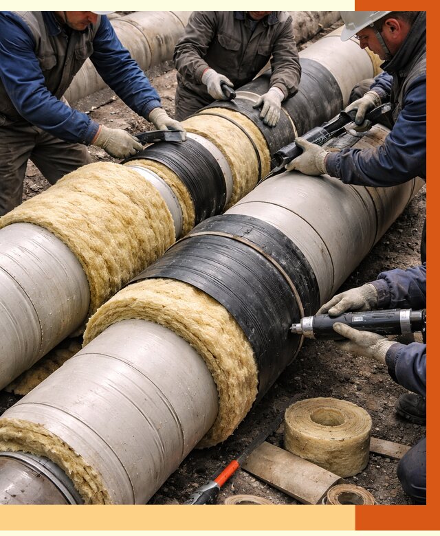 Утепление трубопровода в Назрани под ключ от 1900 руб. — надежно и выгодно | ТепломастерНзр