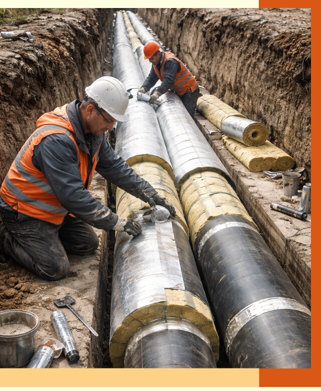 Утепление теплотрассы в Назрани от 4622 руб./м2 — ппу и комплексная изоляция | ТепломастерНзр