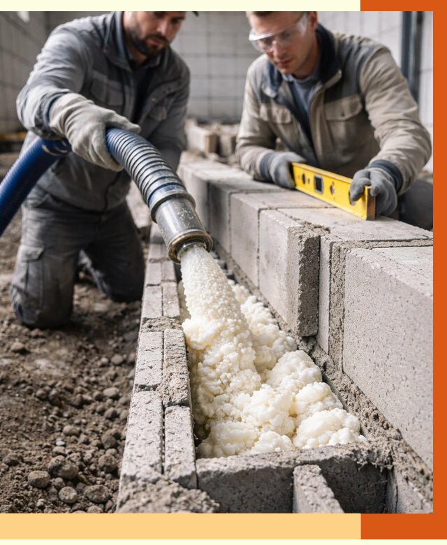 Заполнение колодцевой кладки ППУ в Назрани от 4314 руб. за м2 | ТепломастерНзр