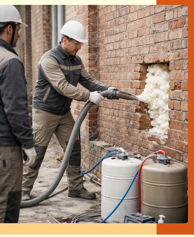 Заливка ППУ в пустоты кирпичной стены в Назрани от 2825 руб. | ТепломастерНзр