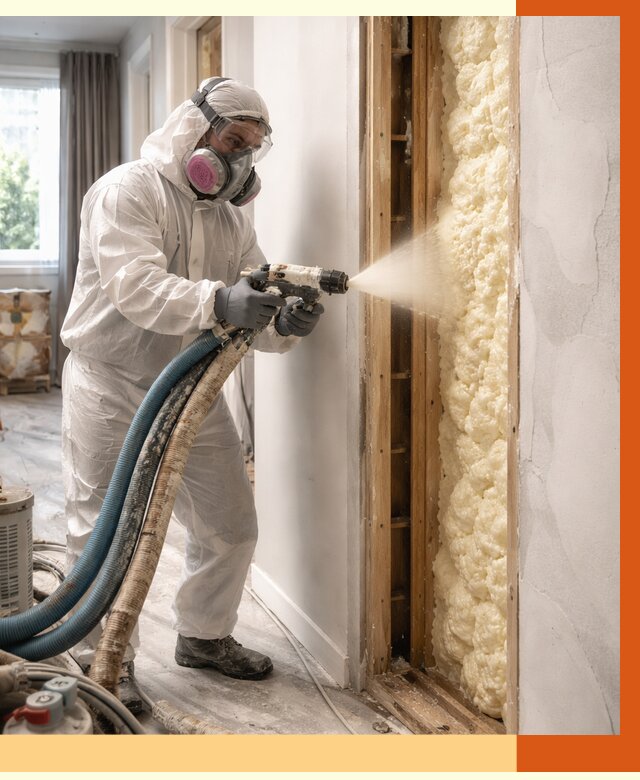 Межстеновое утепление ППУ в Назрани от 2825 руб/м2 — межстенное утепление под ключ | ТепломастерНзр