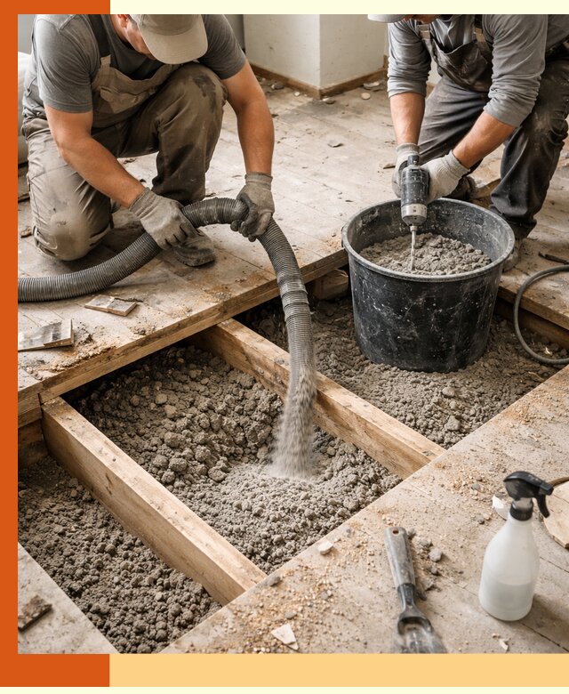 Заполнение пустот пола в Назрани полиуретаном и пенополистиролом