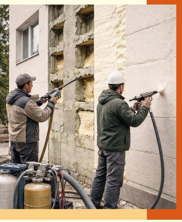 Заполнение пустот фасада в Назрани от 4622 руб. — утепление пустот облицовки | ТепломастерНзр