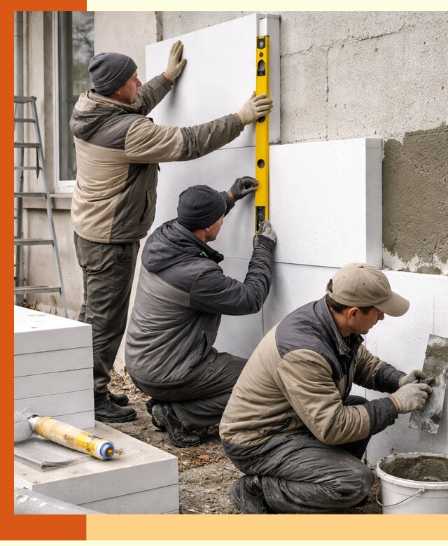 Утепление пенопластом наружных стен и фасадов в Назрани