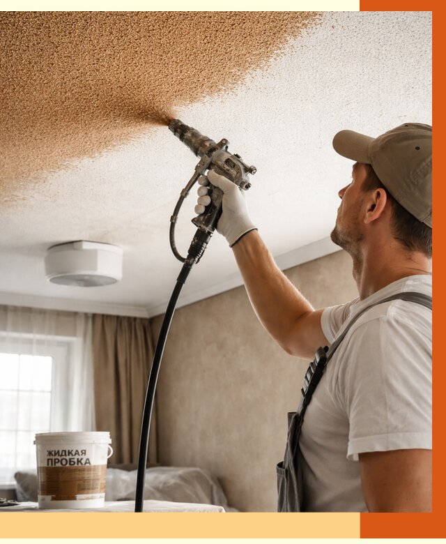 Утепление потолка жидкой пробкой в Назрани от 3595 руб. | ТепломастерНзр