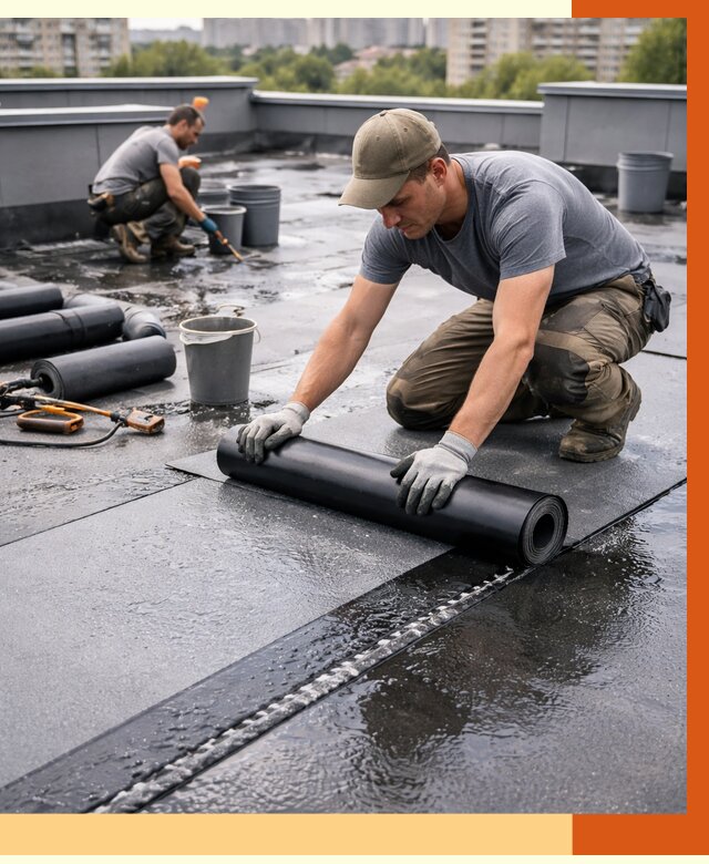 Гидроизоляция плоской кровли в Назрани от 4622 руб./м2 — профессионально | ТепломастерНзр