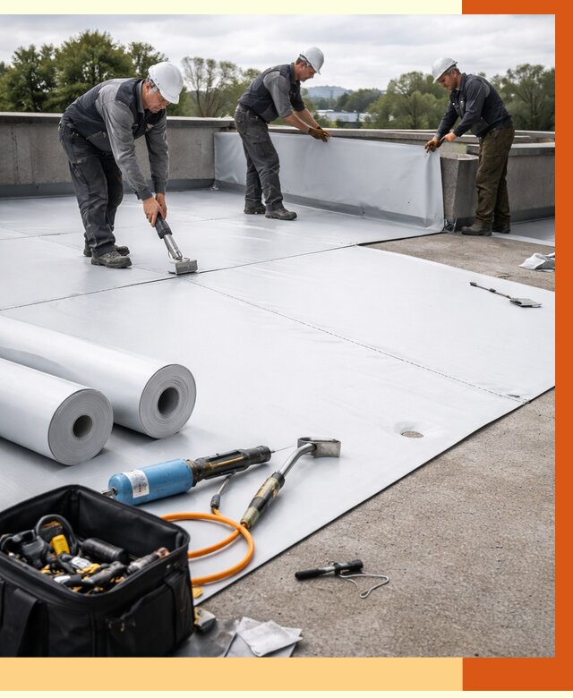 Гидроизоляция мембранной кровли в Назрани от 7704 руб./м² — профессионально | ТепломастерНзр