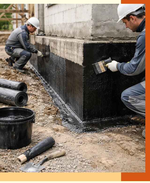 Гидроизоляция фундамента в Назрани от 1284 руб. — профессионально, под ключ | ТепломастерНзр