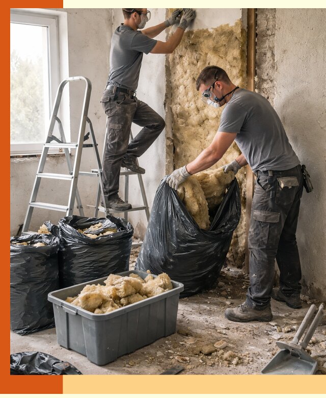 Демонтаж старого утеплителя и вывоз отходов в Назрани