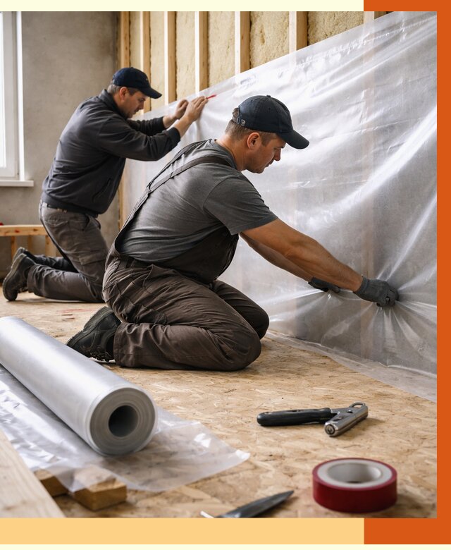 Монтаж пароизоляции в Назрани от 2568 руб. — установка и укладка под ключ | ТепломастерНзр