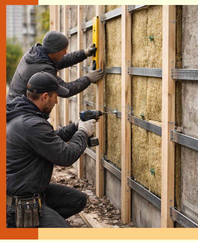 Монтаж обрешетки под утепление зданий и квартир в Назрани